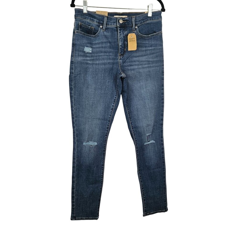 Levis Womens Blue Jeans Size 8 Medium 311 Skinny Shaping W29 L30 Distressed Deni